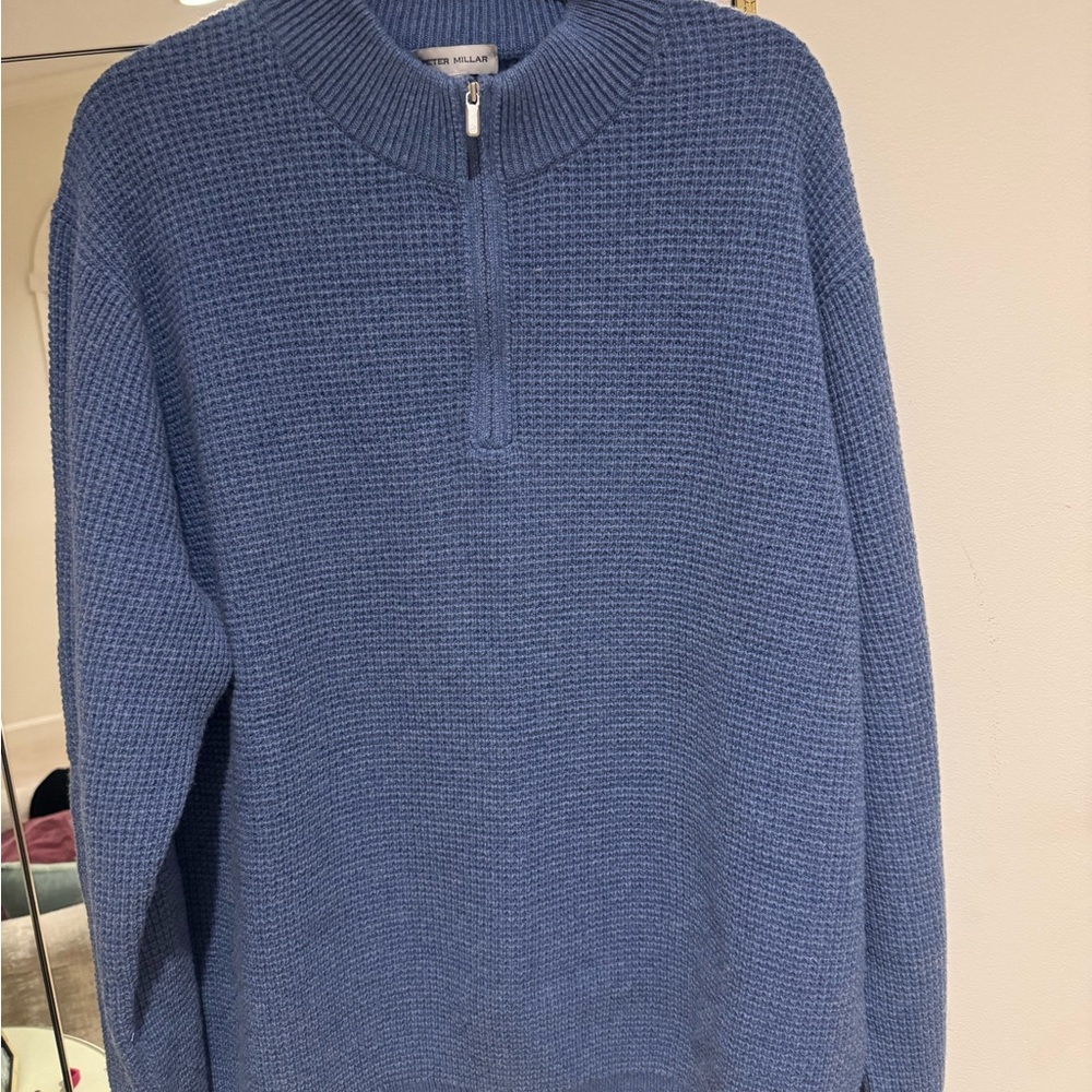 Peter Millar Men's Knit Blue Zip-Up Sweater
